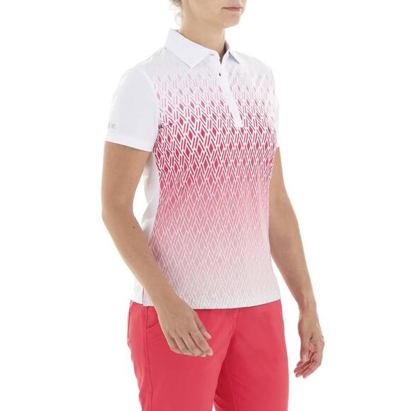 Nivo Sport Breeze Collection Bryce Diamond Print White Pink Polo Size Small - Picture 3 of 14